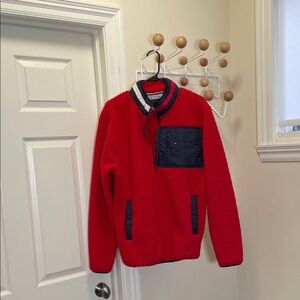 Tommy Hilfiger Red Navy Zip-Up Sweater L